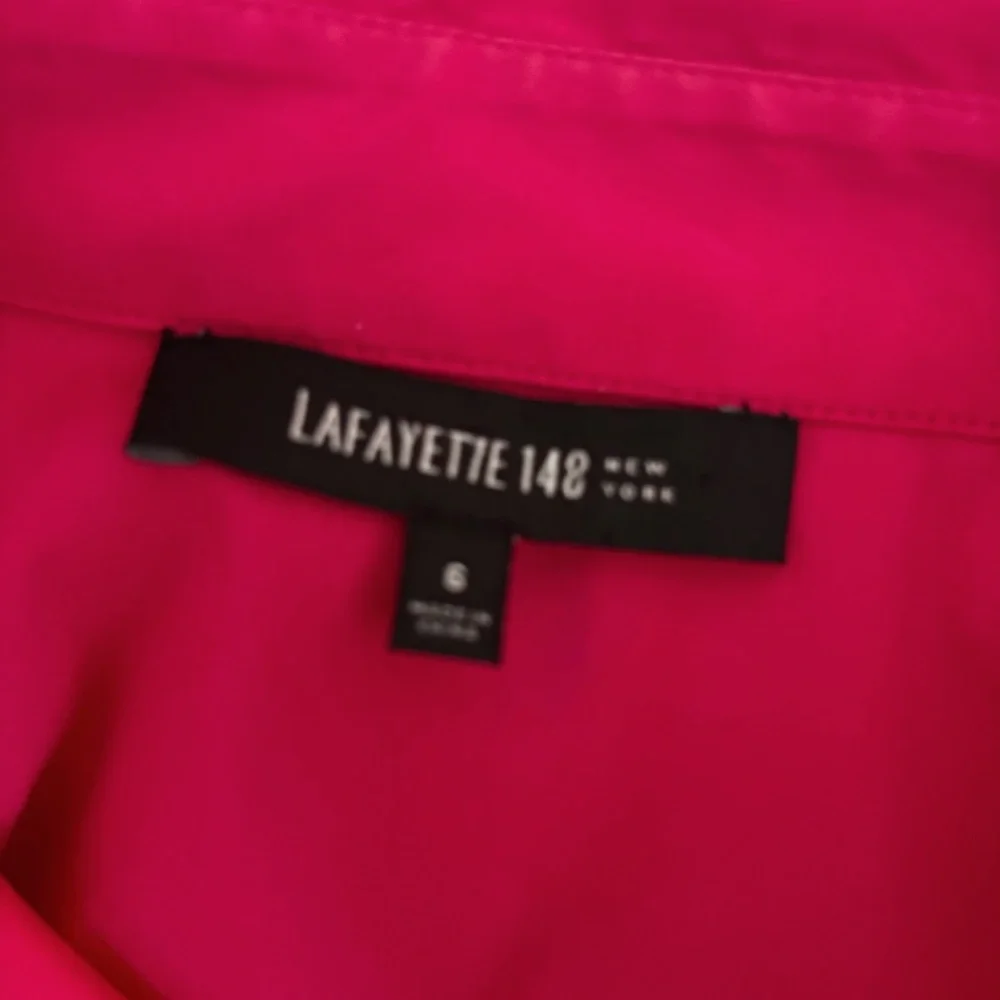 Lafayette 148 Leigh Ruched Button Front Shirt Pink Sz 6 - Picture 5 of 7